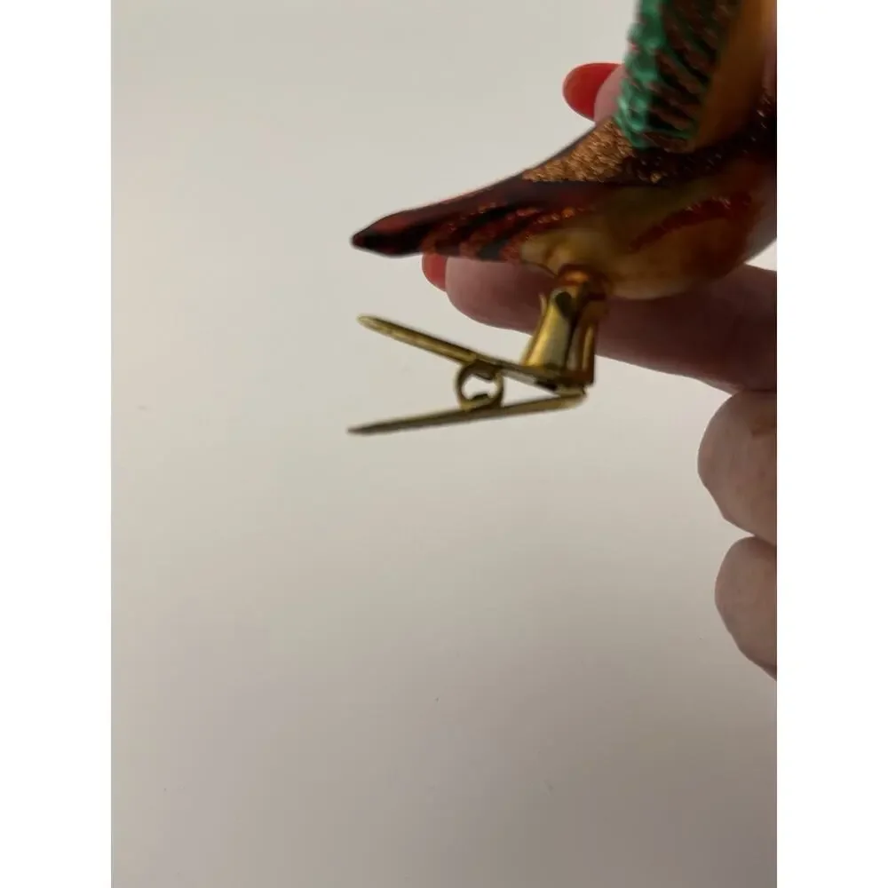 Glass Hummingbird Clip on Christmas Ornament Hand Painted 5